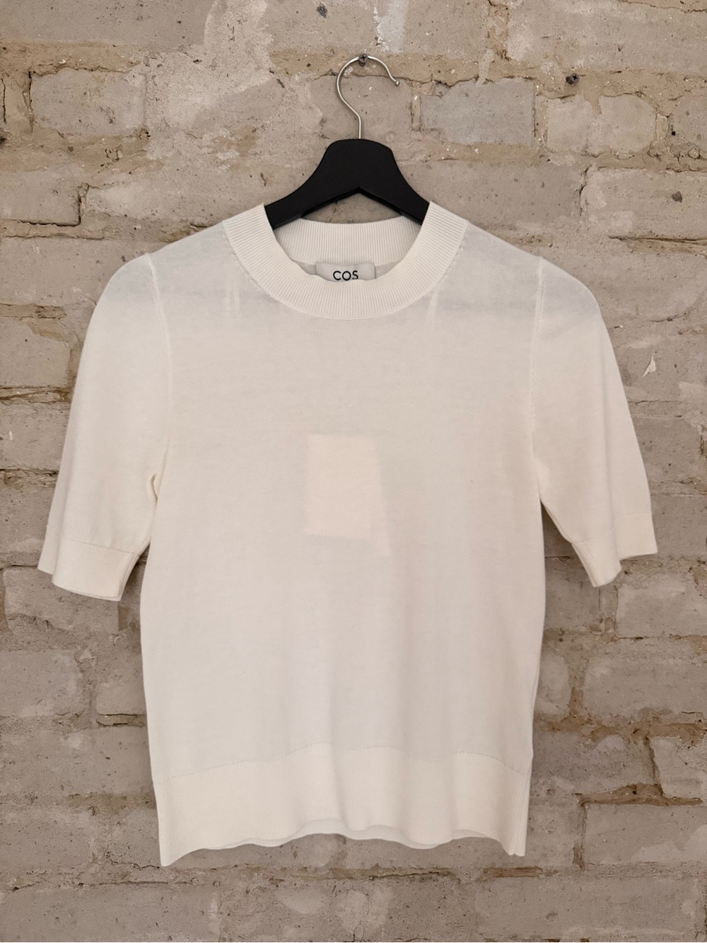 NWT COS Short-Sleeve Organic Cotton Knit Top / T-Shirt in Off-White
